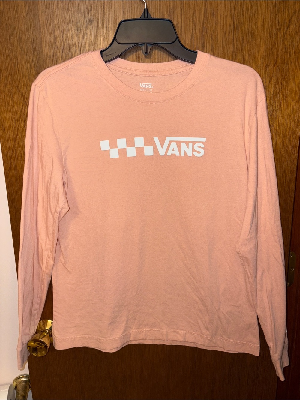 Vans Pink Long Sleeve Women’s Medium with White Checker Logo